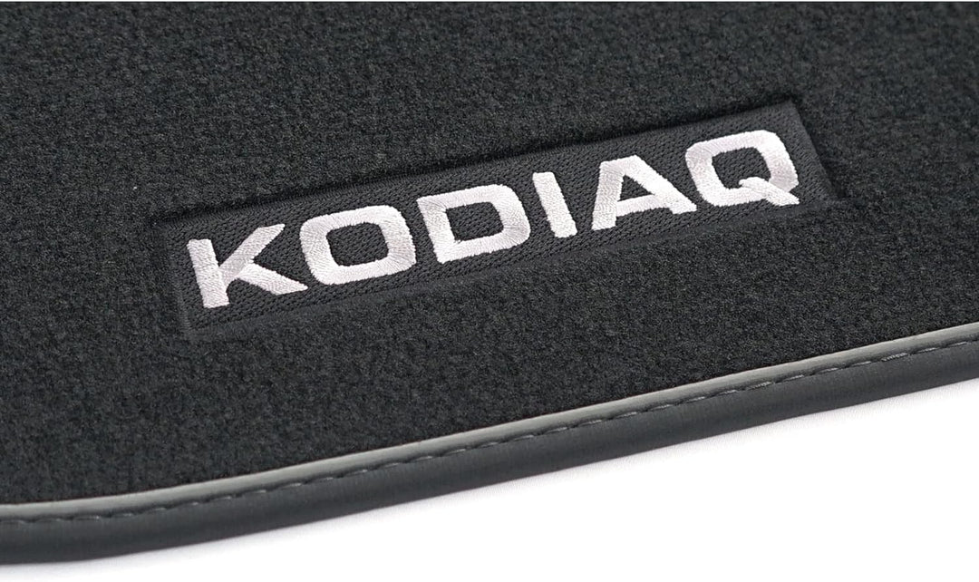 Skoda 566061270B Textilfussmatten Prestige Velours Fussmatten 4X Stoffmatten, schwarz/grau, mit Kodi