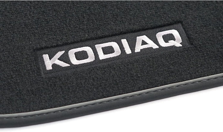 Skoda 566061270B Textilfussmatten Prestige Velours Fussmatten 4X Stoffmatten, schwarz/grau, mit Kodi