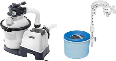 Intex Krystal Clear Sandfilteranlage 4,5 m³ für Pools bis 18.000l 26644 & Oberflächenskimmer - Delux