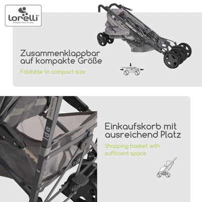 Lorelli Kinderwagen Ida, Reisebuggy, Baby Buggy klein zusammenklappbar, leicht, nur 8,6 kg, kompakte