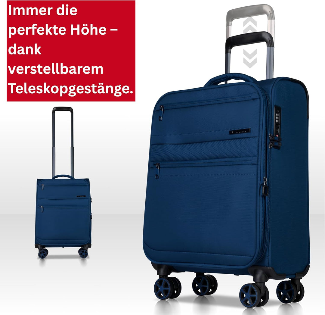 Cocoono Handgepäck Koffer 55x40x20 – Leichter Stoff Reisekoffer mit Rollen, TSA-Schloss, erweiterbar