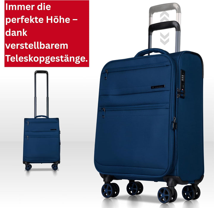 Cocoono Handgepäck Koffer 55x40x20 – Leichter Stoff Reisekoffer mit Rollen, TSA-Schloss, erweiterbar
