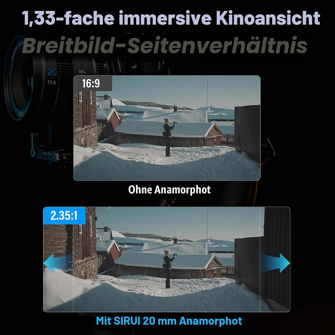 SIRUI 20mm T1.8 1.33x Anamorphisches Objektiv, S35 Autofokus-Objektiv für Z-Mount Kameras – kompatib