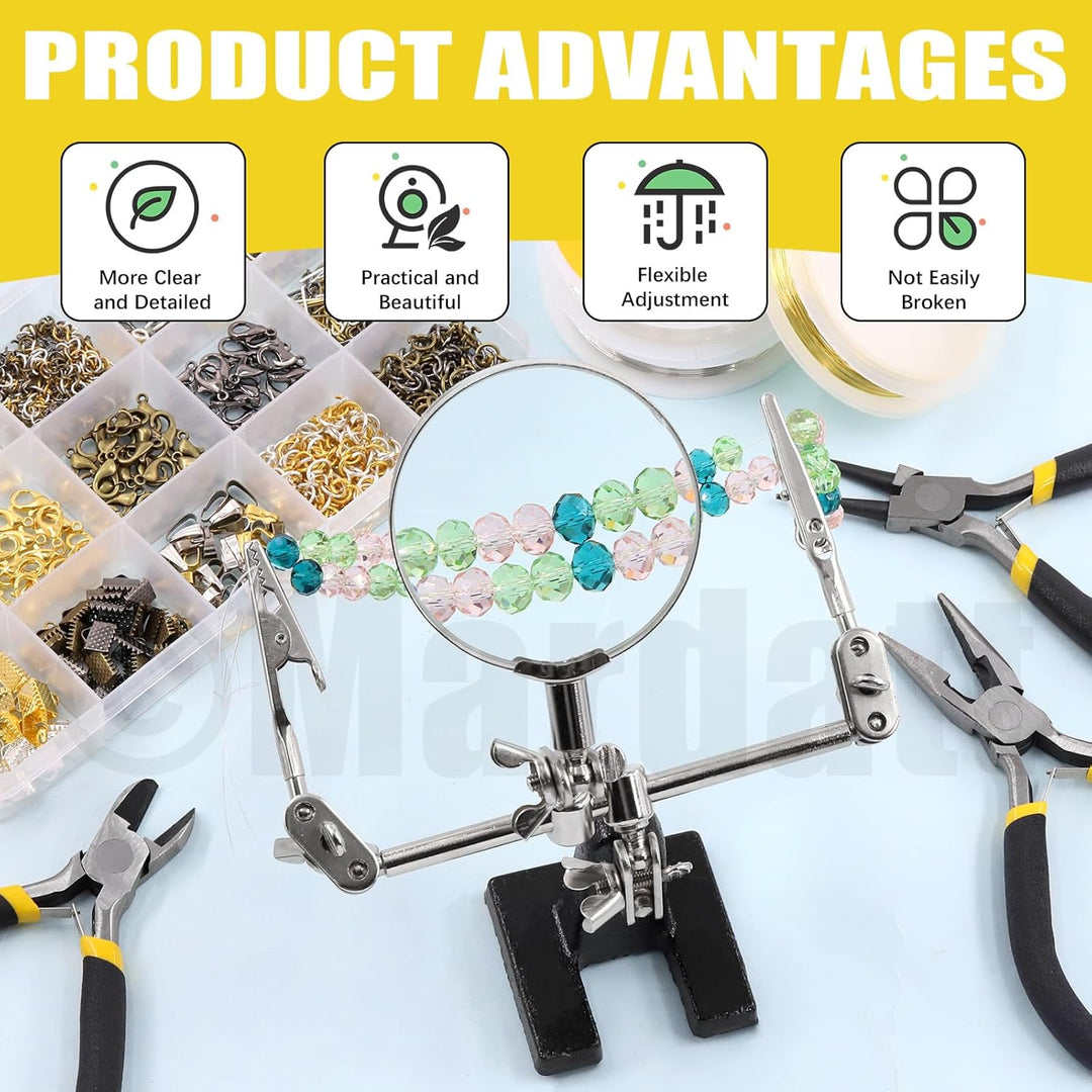 Mardatt 1488Pcs Jewelry Making Supplies Kit Includes Magnifying Glass, Jewelry Pliers, Jewelry Wires