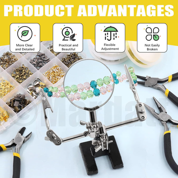Mardatt 1488Pcs Jewelry Making Supplies Kit Includes Magnifying Glass, Jewelry Pliers, Jewelry Wires