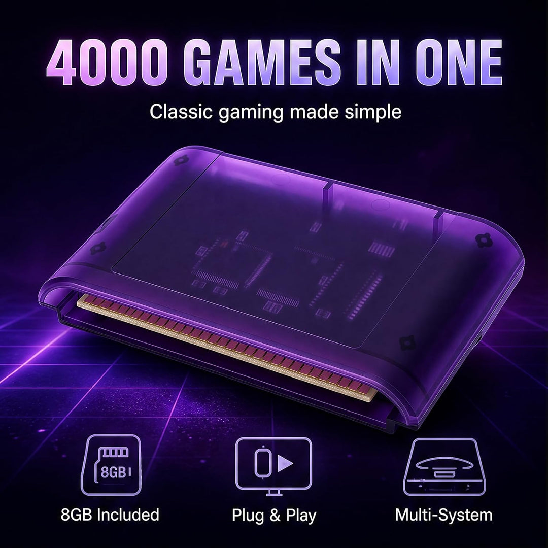 Plyisty 4000-in-1-Spielkassette für Genesis Mega Drive MD, 8 GB Flash-Karte, Passend für Master Syst