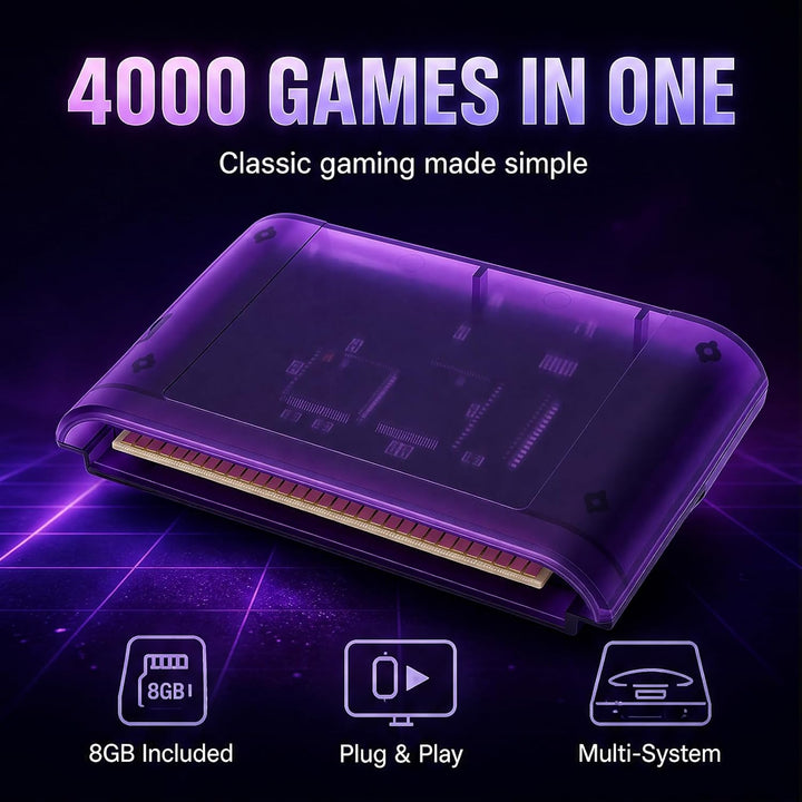 Plyisty 4000-in-1-Spielkassette für Genesis Mega Drive MD, 8 GB Flash-Karte, Passend für Master Syst