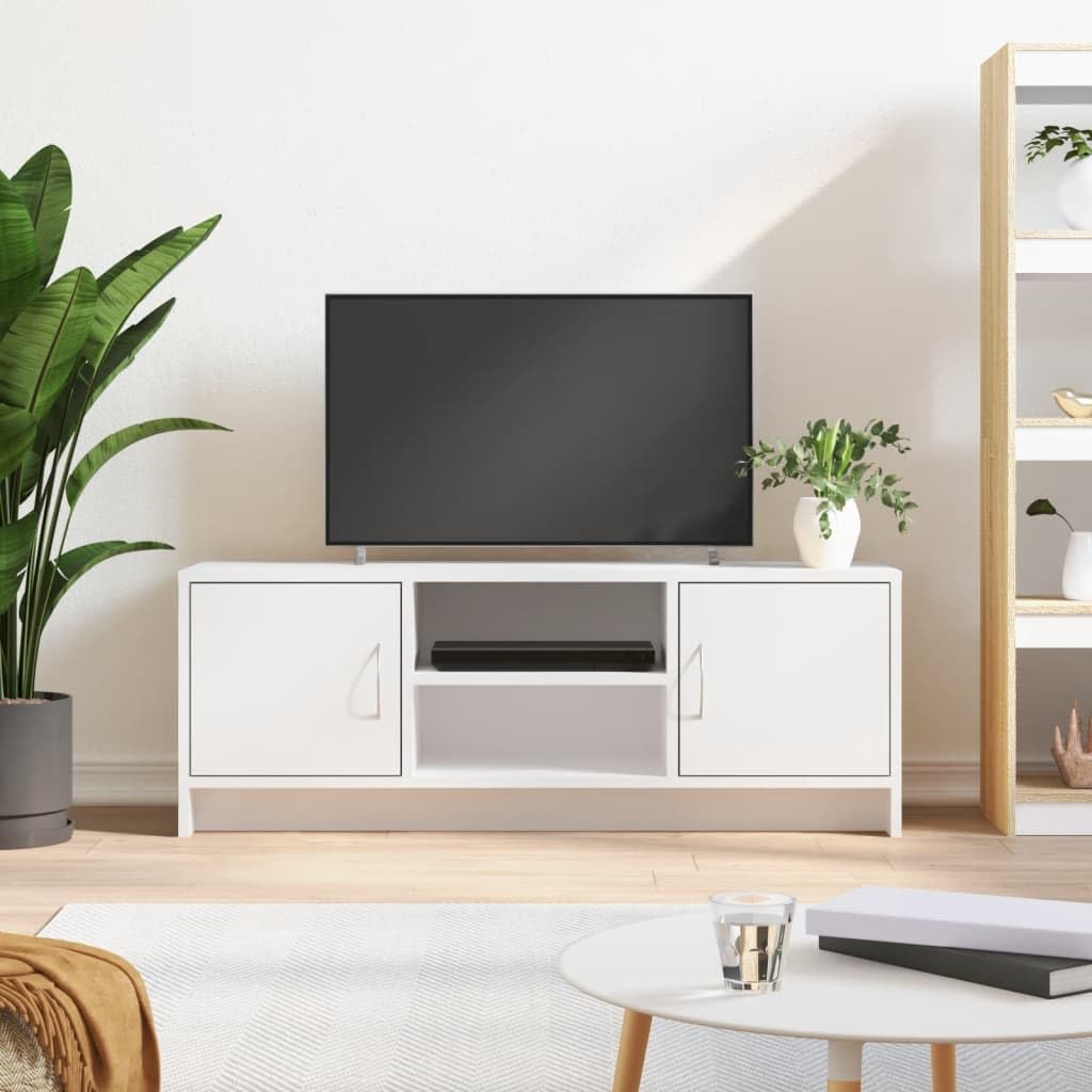 TV-Schrank, weiss, 102 x 30 x 37,5 cm, mehrschichtiges Holz, TV-Konsole, Regal unter TV, Schrank mit