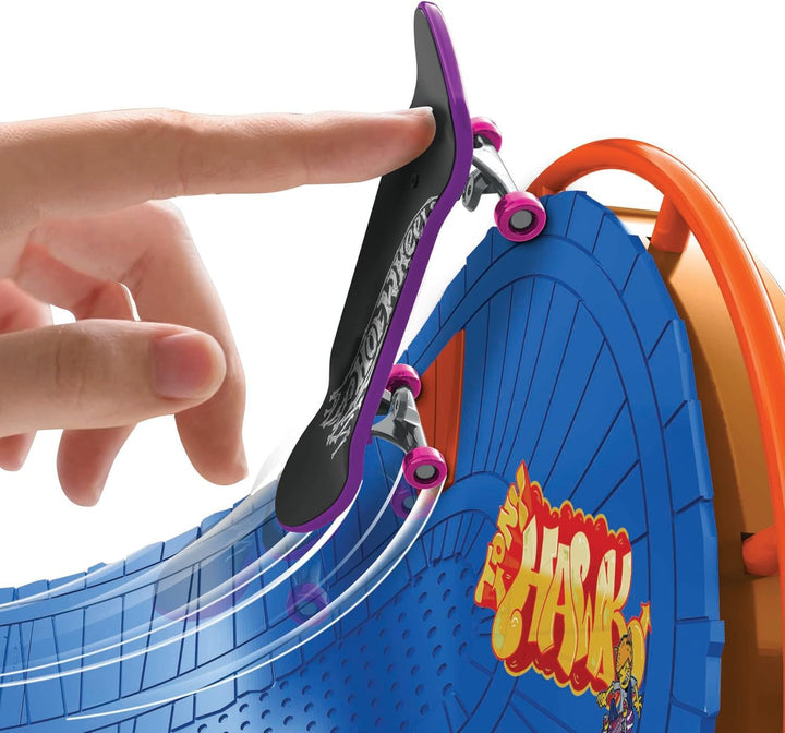 HOT Wheels Skate Vergnügungspark Skateset - Fingerboard & Skateschuhe, mit 360-Grad-Action, Stunt-Hi