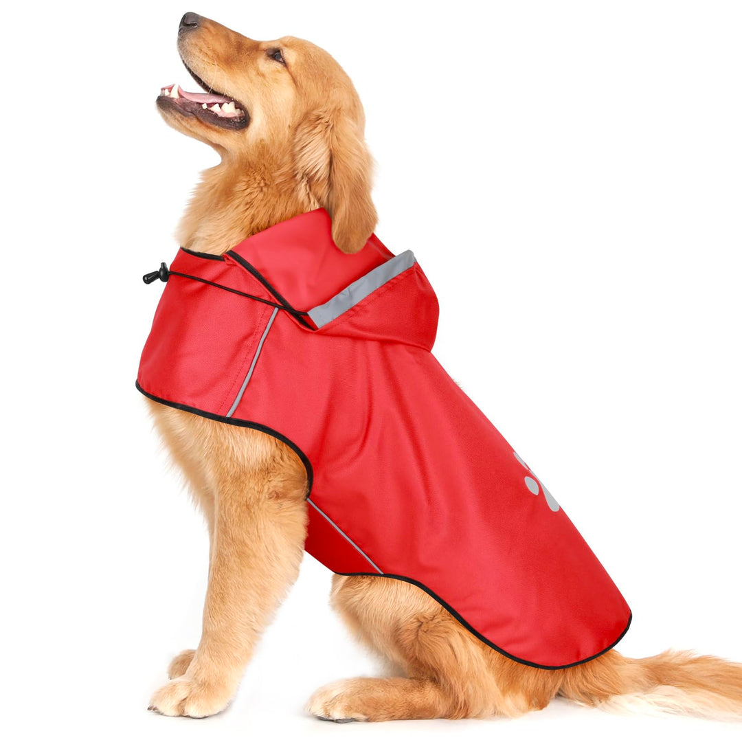 BiPawTi Regenjacke für Grosse Hunde, Verstellbarer Hunde-Regenmantel mit Klettverschluss - Ultraleic
