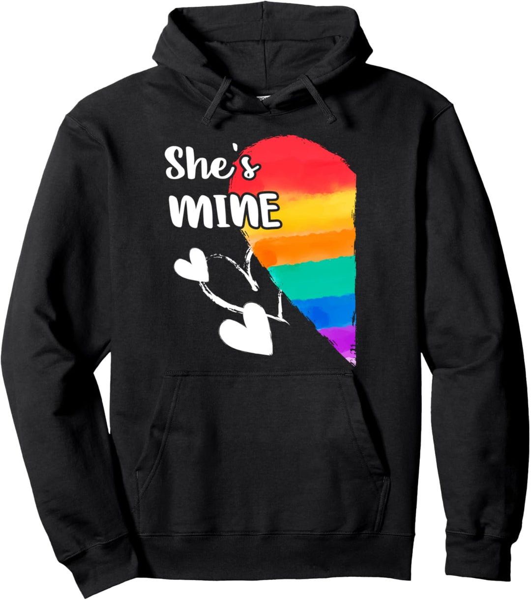 Regenbogen LGBT Herz Sie ist mein für Paare, Lesben Pullover Hoodie