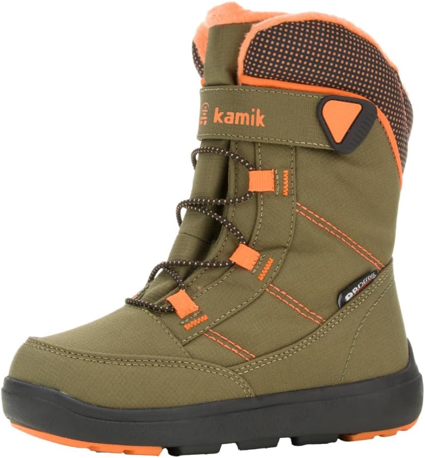 Kamik Stance2 Unisex Kinder Schneestiefel 22 EU Olive Orange, 22 EU Olive Orange