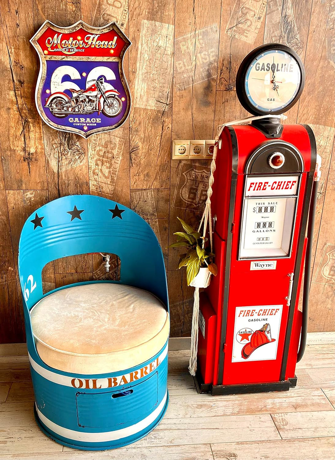 DiiliHiiri Route 66 Vintage-Schild – Route 66 Leuchtendes Metallschild mit LED, Dekoration für Zuhau