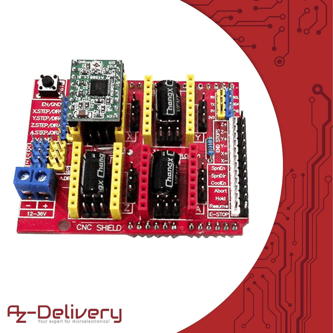 AZDelivery 3 x CNC Shield V3 Bundle mit 4 Stück A4988 Schrittmotor Treiber Stepper mit Kühlkörper ko