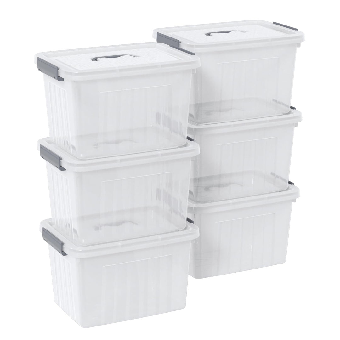 Neadas 6 Stück Durchsichtige Aufbewahrungsbox mit Verriegelung, 10 L Transparente Aufbewahrungsbox a