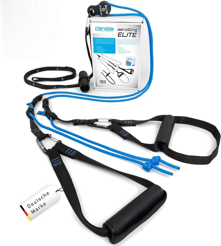 aerobis® aeroSling Elite Schlingentrainer | Sling Trainer Ganzkörpertraining mit Umlenkrolle, Türank