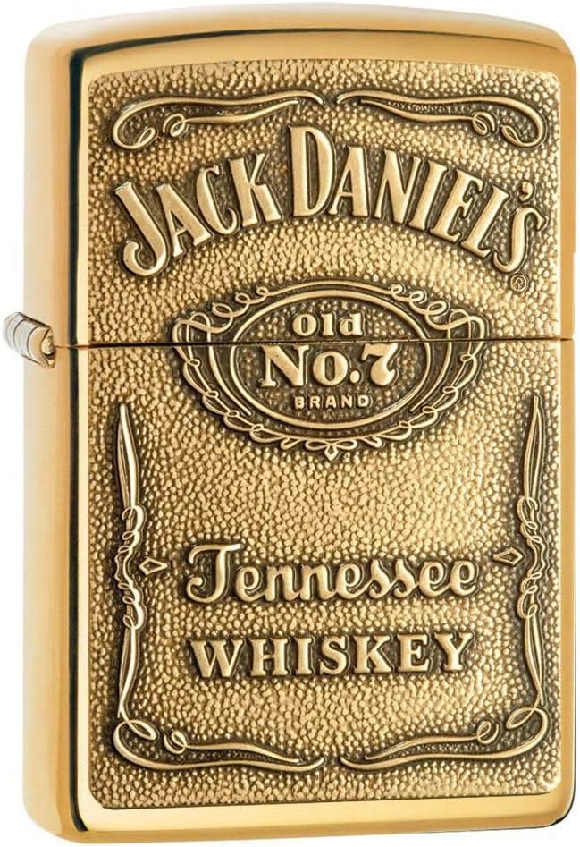 Zippo Jack Daniel 's Label Regular Feuerzeug High Polish Brass, High Polish Brass