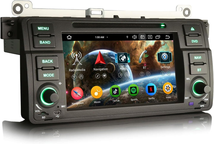 Erisin 7 Zoll 8-Kern 4GB+64GB Android 14 Autoradio Bluetooth GPS Navigation für BMW 3er E46 M3 Rover