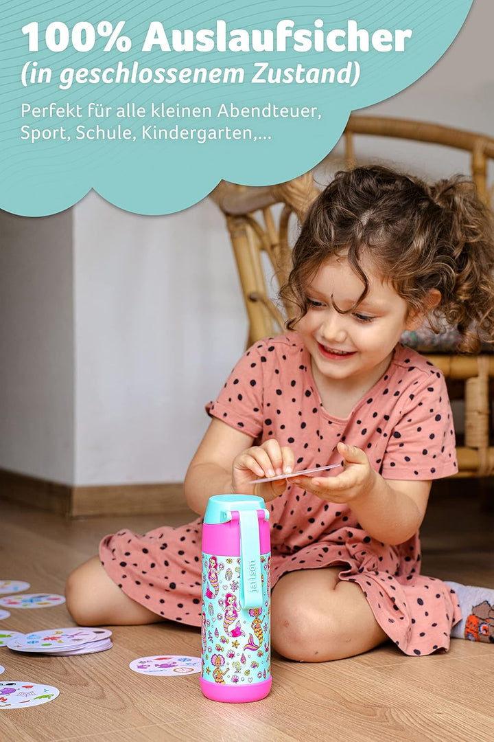 Jarlson® Trinkflasche Kinder Edelstahl MALI [THERMOSFLASCHE] - Kindertrinkflasche Auslaufsicher - Th