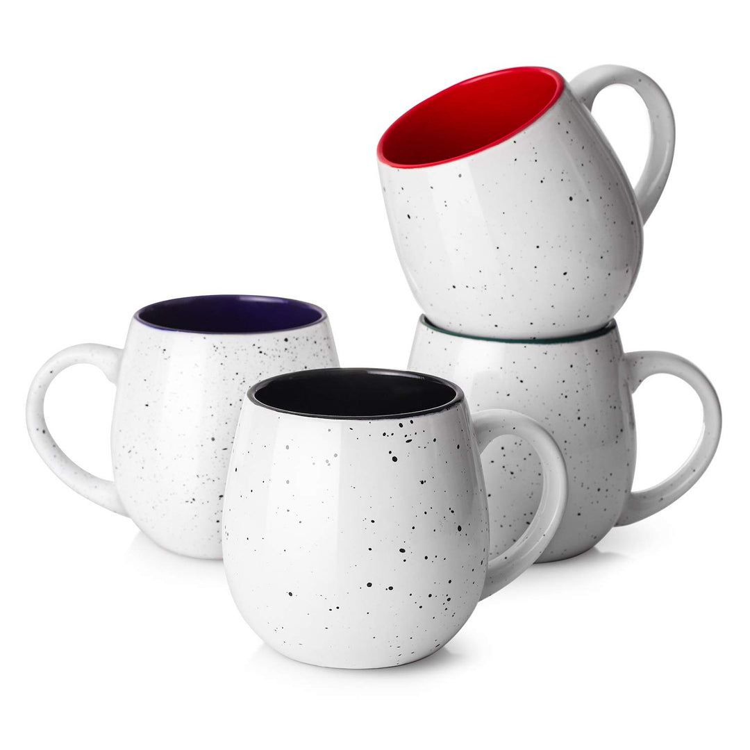 LIFVER 620 ml Kaffeetassen Set, 4 grosse Kaffeebecher Porzellan mit Griffen für Kaffee, Tee, heissen