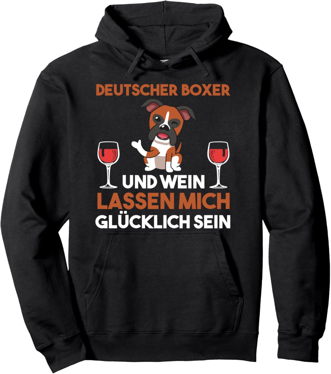 Deutscher Boxer und Wein Pullover Hoodie