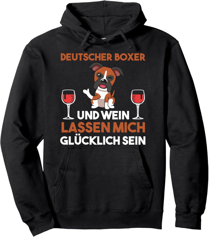Deutscher Boxer und Wein Pullover Hoodie