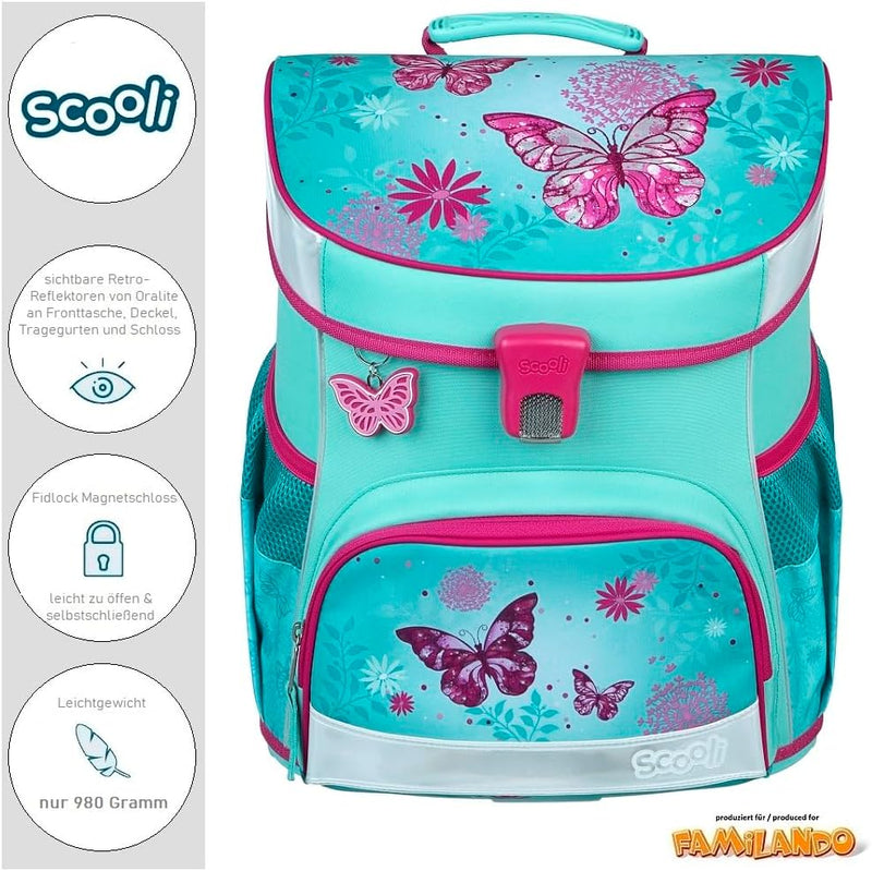 Familando Mädchen Schulranzen 1. Klasse · Scooli Campus Fit Schultasche · ergonomisch & leicht · Kin