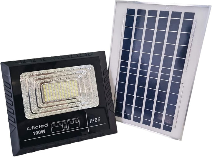 GC GLOBALCOMMERCE LED-Scheinwerfer SMD 100 W Solarpanel, Material: Metall, Schwarz