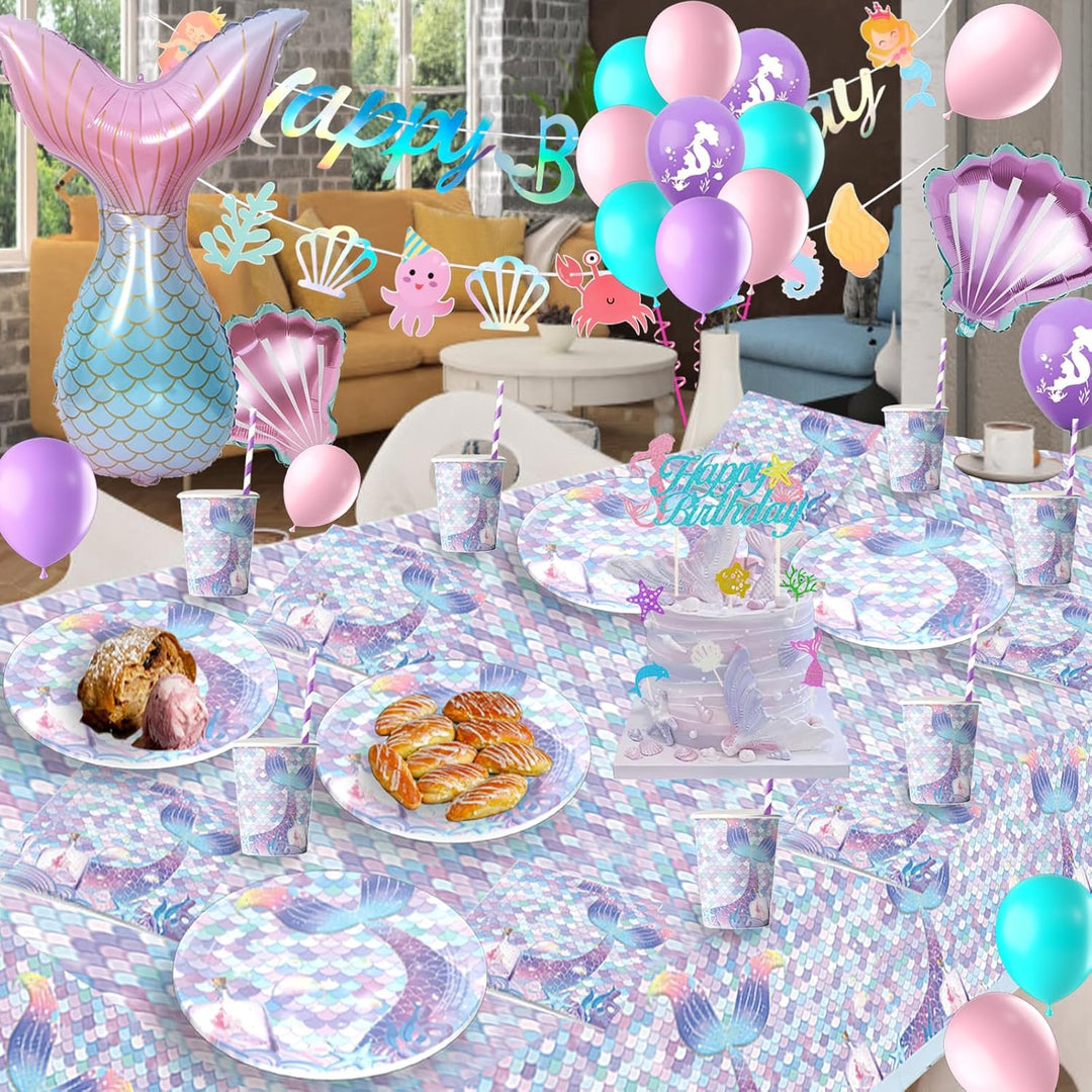 Meerjungfrau Geburtstag Deko, Meerjungfrau Partygeschirr Set, Meerjungfrau Kindergeburtstag Deko, Ge