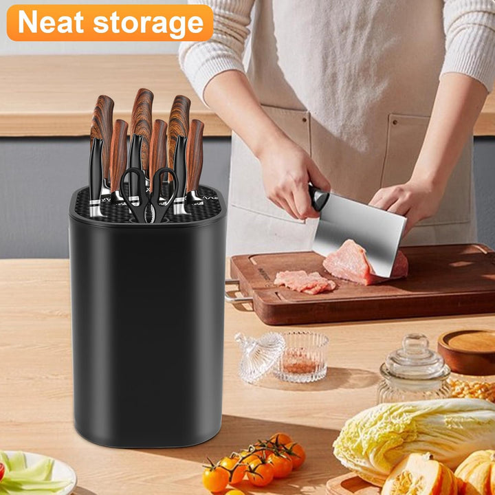 Messerblock Ohne Messer Schwarz Knife Holder, Universal Küchenmesser Block mit 21 Schlitzen und Abfl