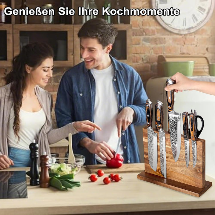 Messerblock Magnetisch, Doppelseitiger Starker Magnetischer Messerhalter Aus Holz– Universal Küchenm