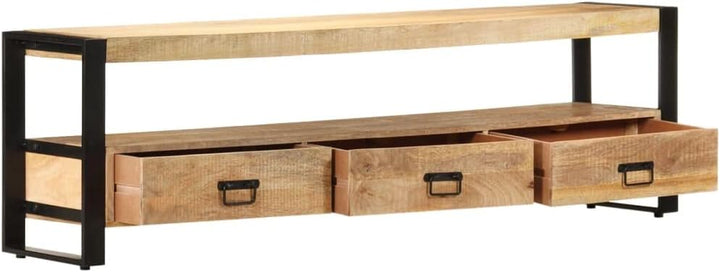 vidaXL Mangoholz Massiv TV Schrank mit 3 Schubladen 1 Fach TV Möbel Tisch Board Kommode Lowboard Fer