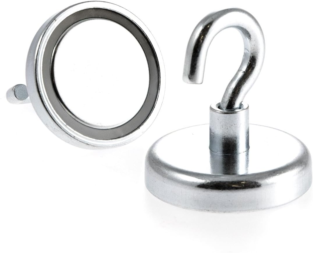 Magnetastico® | Set mit 6 sehr starken Neodym-Hakenmagneten N35 | Je 2x Magnethaken 32, 36 & 42 mm Ø