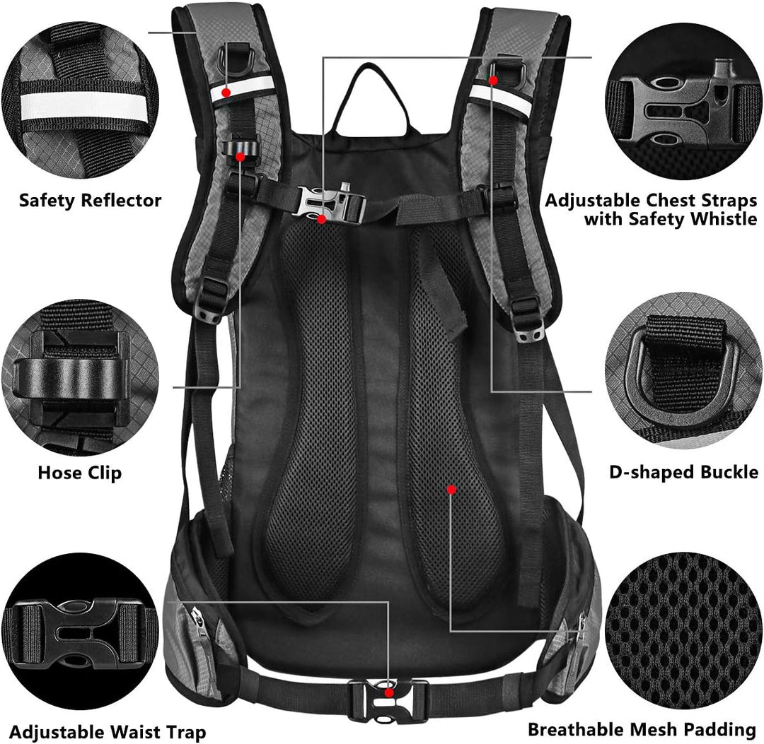 Lunidry Trinkrucksack Fahrradrucksack mit Trinkblase 2L Wasserdicht Sportrucksack, 20L Hydration Ruc