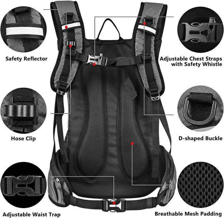 Lunidry Trinkrucksack Fahrradrucksack mit Trinkblase 2L Wasserdicht Sportrucksack, 20L Hydration Ruc