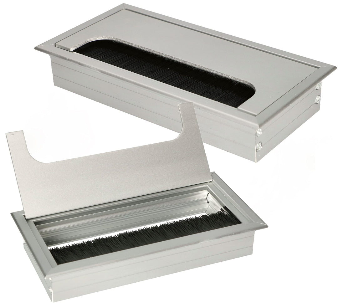 KOTARBAU® 2er Set Aluminium Kabeldurchführung 160x80 mm für Möbel Silber Kabeldose Kabeldurchlass Ec