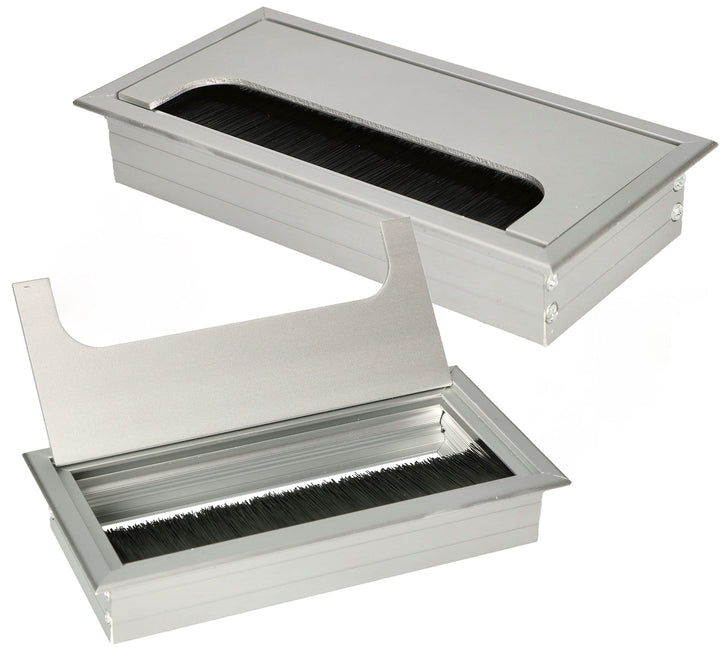 KOTARBAU® 2er Set Aluminium Kabeldurchführung 160x80 mm für Möbel Silber Kabeldose Kabeldurchlass Ec