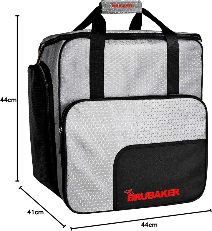 BRUBAKER SuperTec Skischuhtasche Helmtasche Rucksack mit Schuhfach - Silber Rot