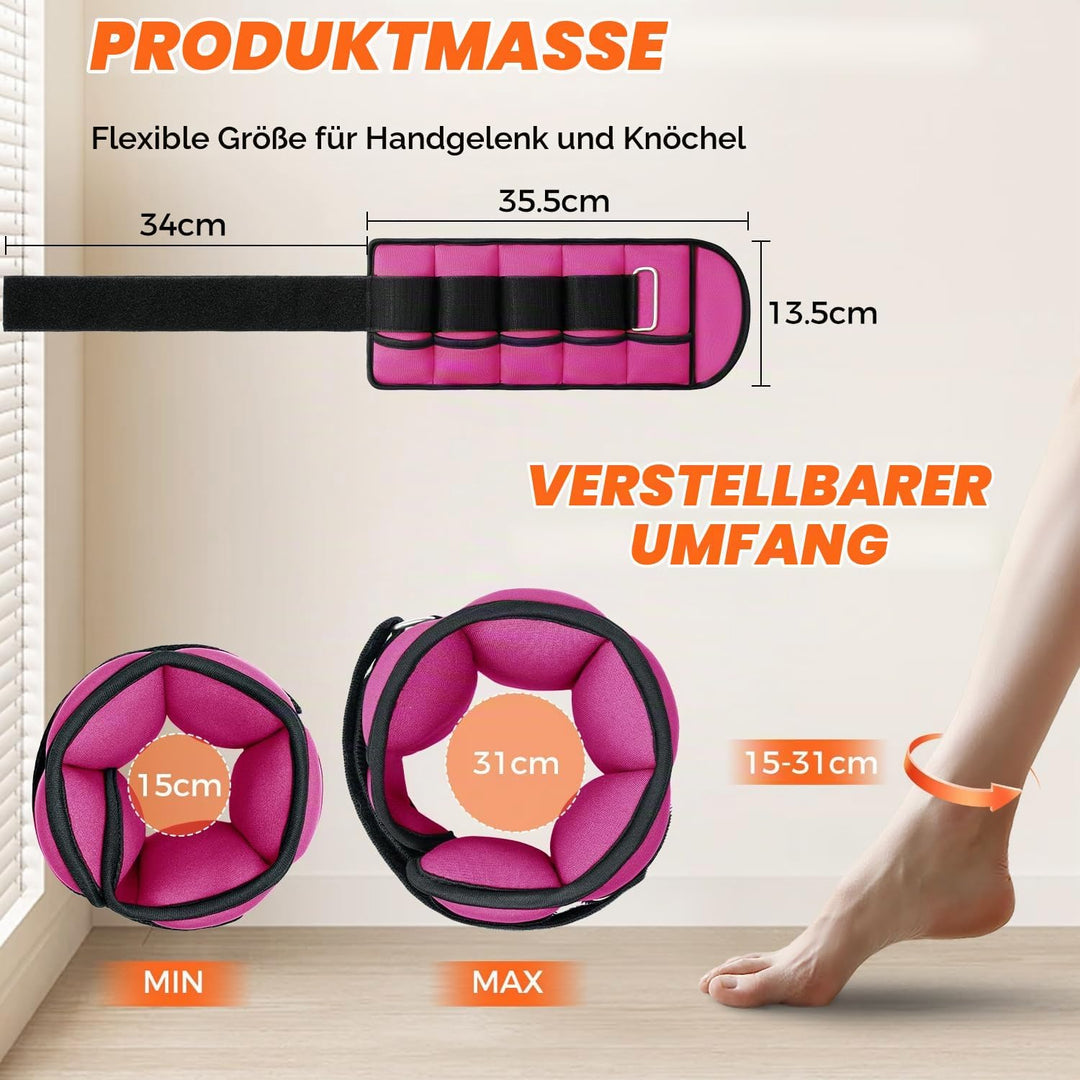 BAGAIL Verstellbare Knöchelgewichte 2er Pack, mit abnehmbaren Sandsäcken, tragbare Handgelenk - und
