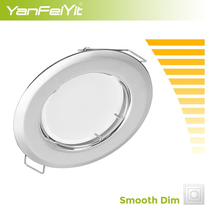 YanFeiYit 5x LED Einbaustrahler rund - Chrom 3 Watt 230V dimmbar Ø 52-71 mm Lochmass – Einbau-Spot D