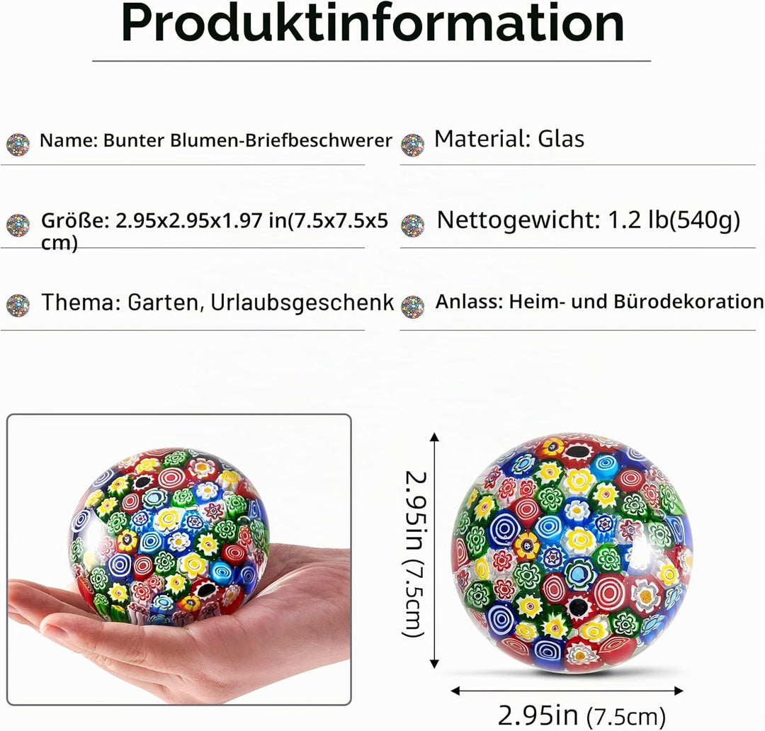 Handgeblasene Glasblumenfigur, Briefbeschwerer aus Glas, als Geburtstagsgeschenk