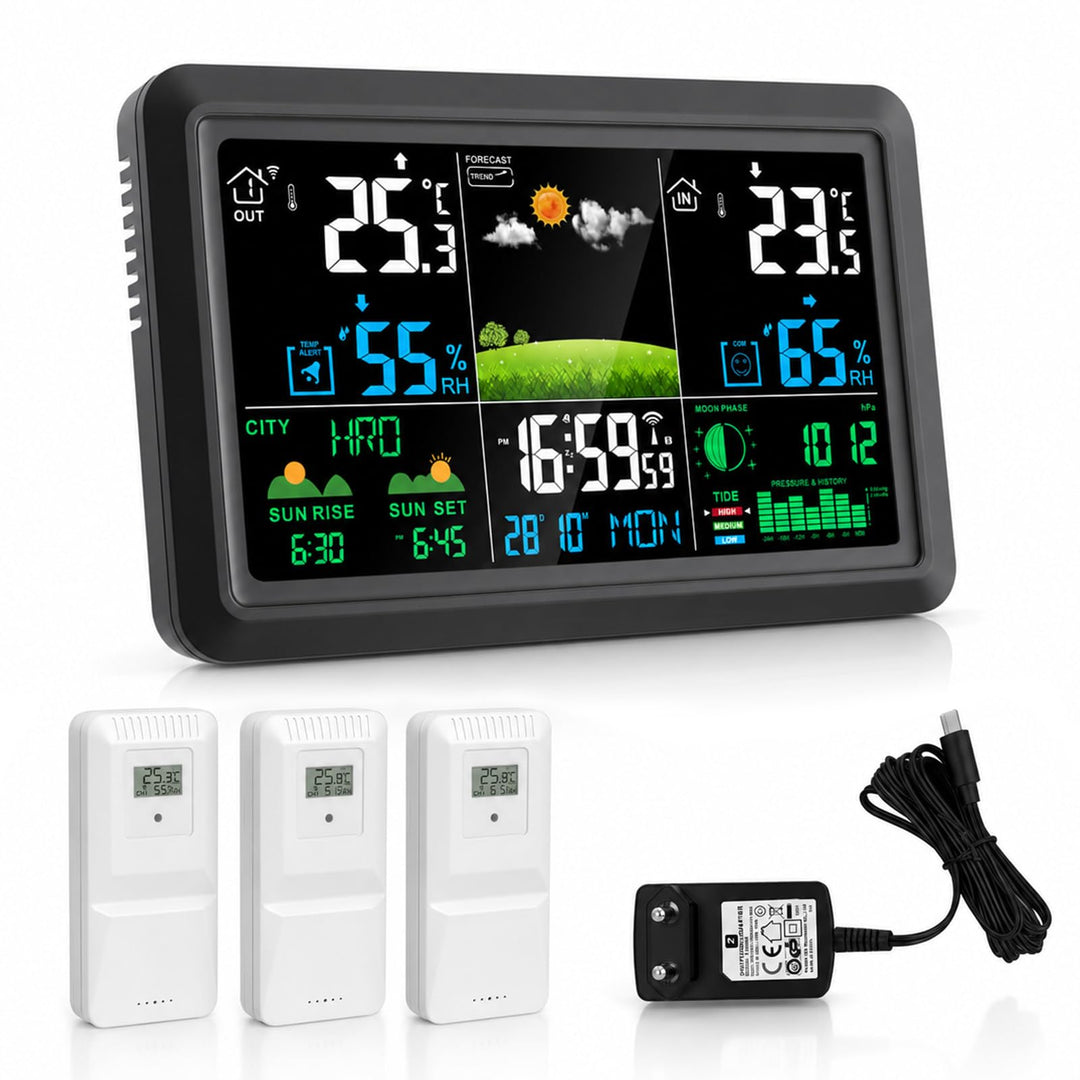 Wetterstation Wlan,Mit Aussensensor & Wettervorhersage,Mit App Tuya Und Smartlife,Batteriebetrieb Un