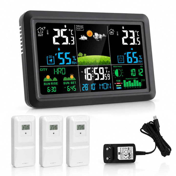 Wetterstation Wlan,Mit Aussensensor & Wettervorhersage,Mit App Tuya Und Smartlife,Batteriebetrieb Un
