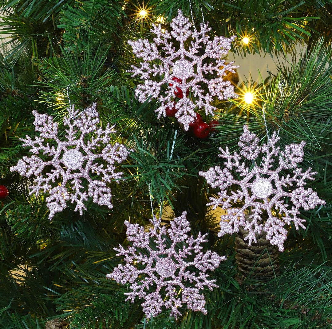 Christmas Concepts® Packung mit 12-10 cm Glitter Schneeflocke zum Aufhängen - Weihnachtsschmuck… (Ba