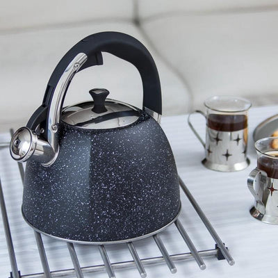 Flötenkessel Wasserkessel Edelstahl Inox Marmorbeschichtung 3.0L Klausberg KB-7259