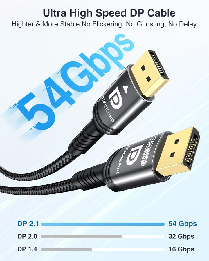 10K 8K 4K DisplayPort 2.1 Kabel 54Gbps 7.5M, VESA Zertifiziertes DP zu DP Kabel 4K 240Hz 144Hz 120Hz