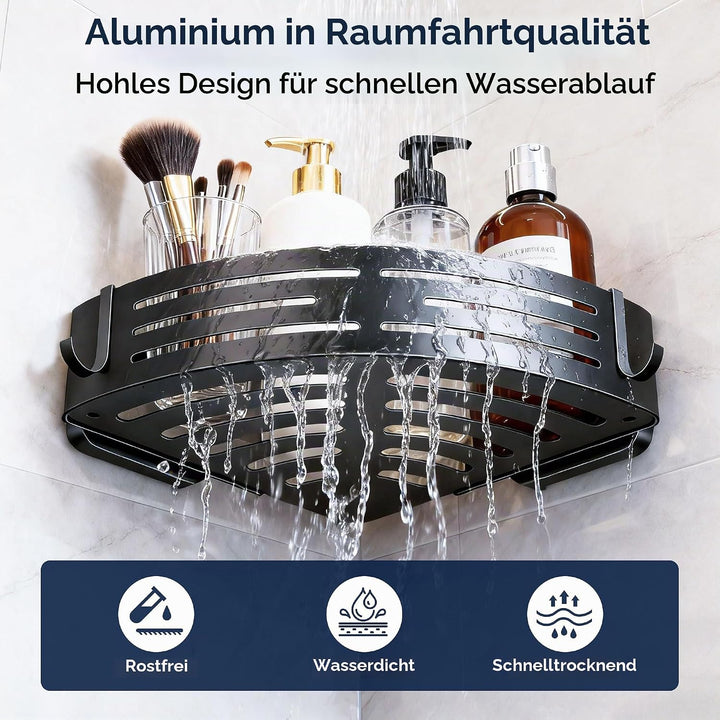 Veinvifiy Eckduschablage mit Saugnapf, 2er-Pack Eckregale aus Aluminium, verbesserte Duschablage mit