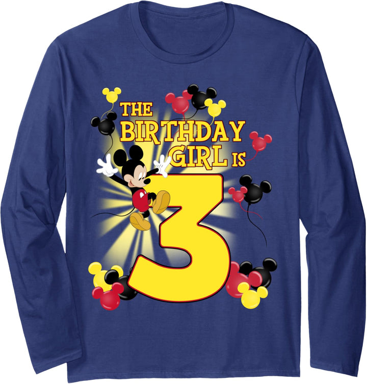 Disney Mickey & Friends 3 Year Old Birthday Girl Langarmshirt