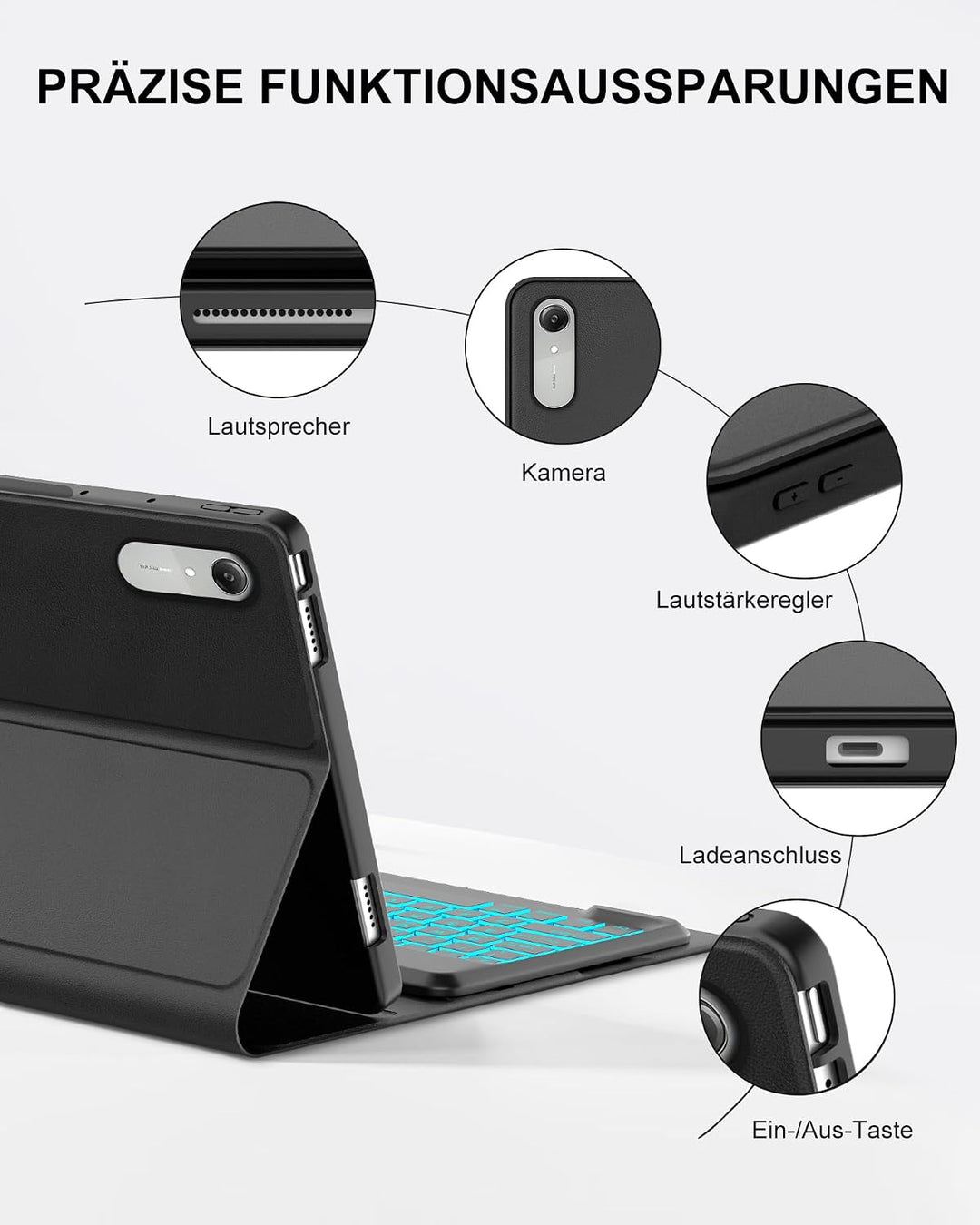 Für Idea Tab Pro Gen 2 13" Tastaturhülle mit Beleuchtung QWERTZ | Für Lenovo Idea Tab Pro Gen 2 Tast