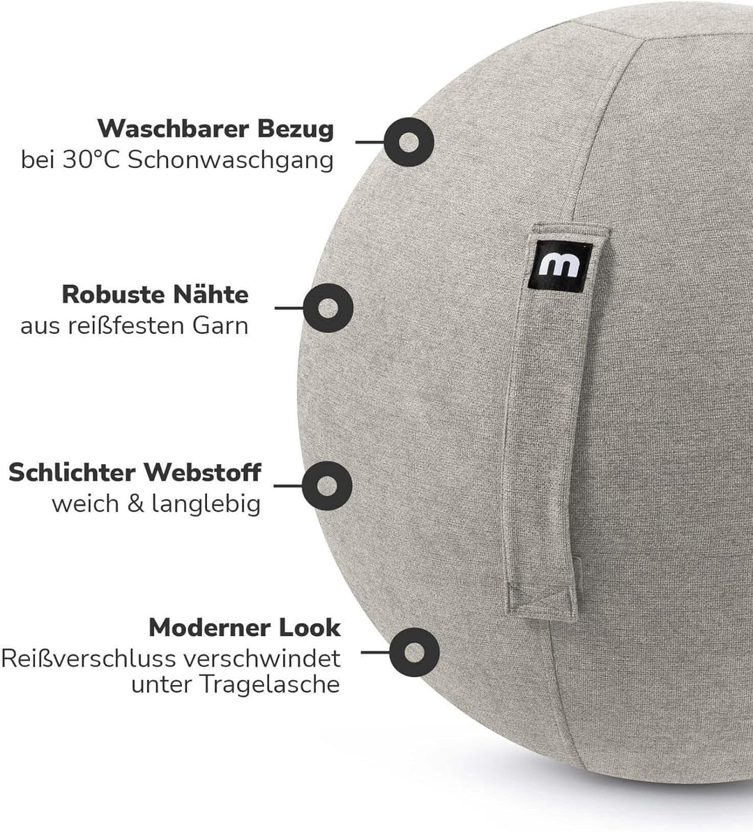 mokebo Stoff Sitzball Büro ergonomisch 'Der Sportliche' Gymnastikball Schwangerschaft mit Pumpe, Pez